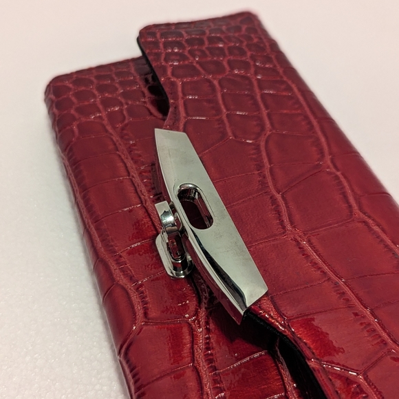 Kate Landry Red Croco Clutch Wallet - Picture 2 of 7